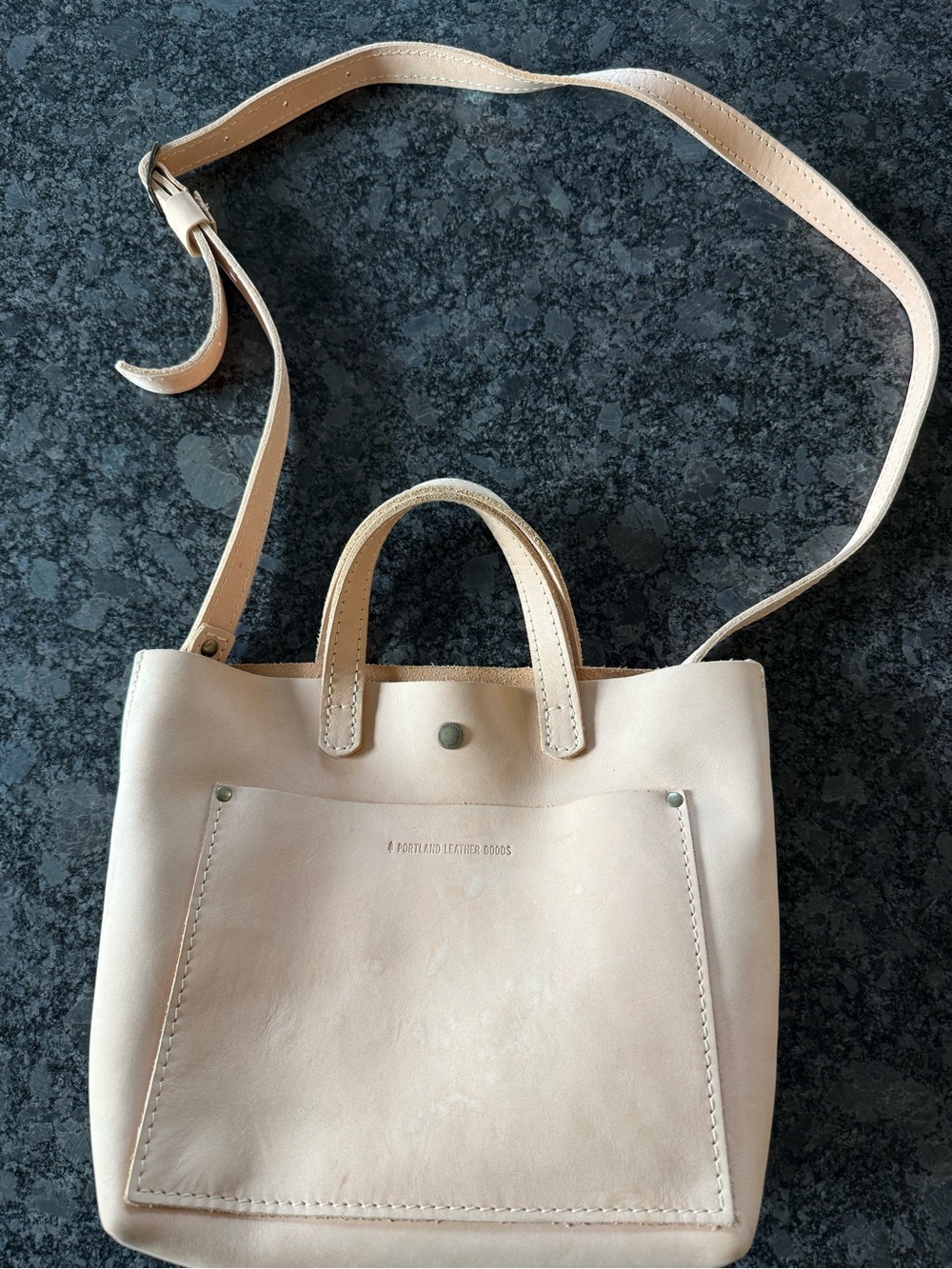 Portland Leather Blush Pink Cream Natural Leather Crossbody Tote